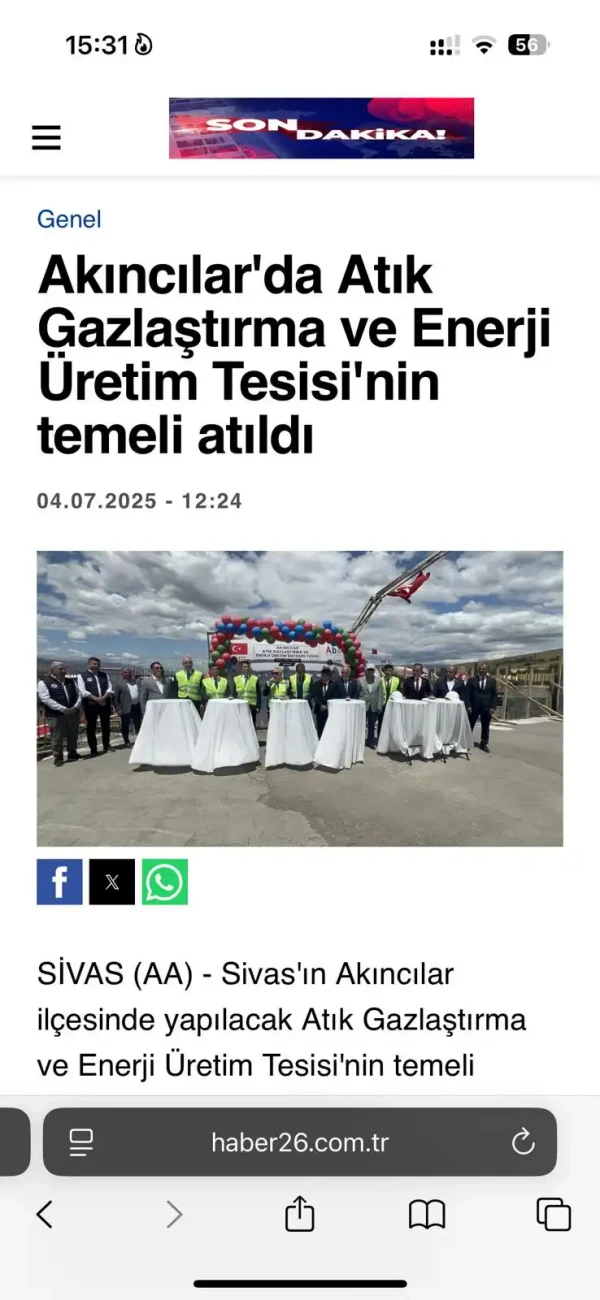 Gaz Arıtma Tesisi — Akıncılar Belediyesi