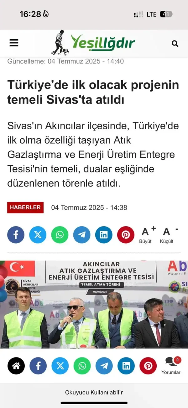 Gaz Arıtma Tesisi — Akıncılar Belediyesi