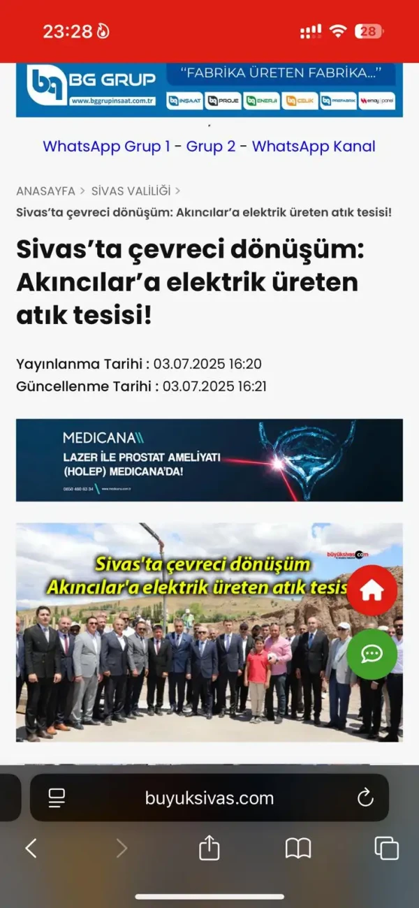 Gaz Arıtma Tesisi — Akıncılar Belediyesi