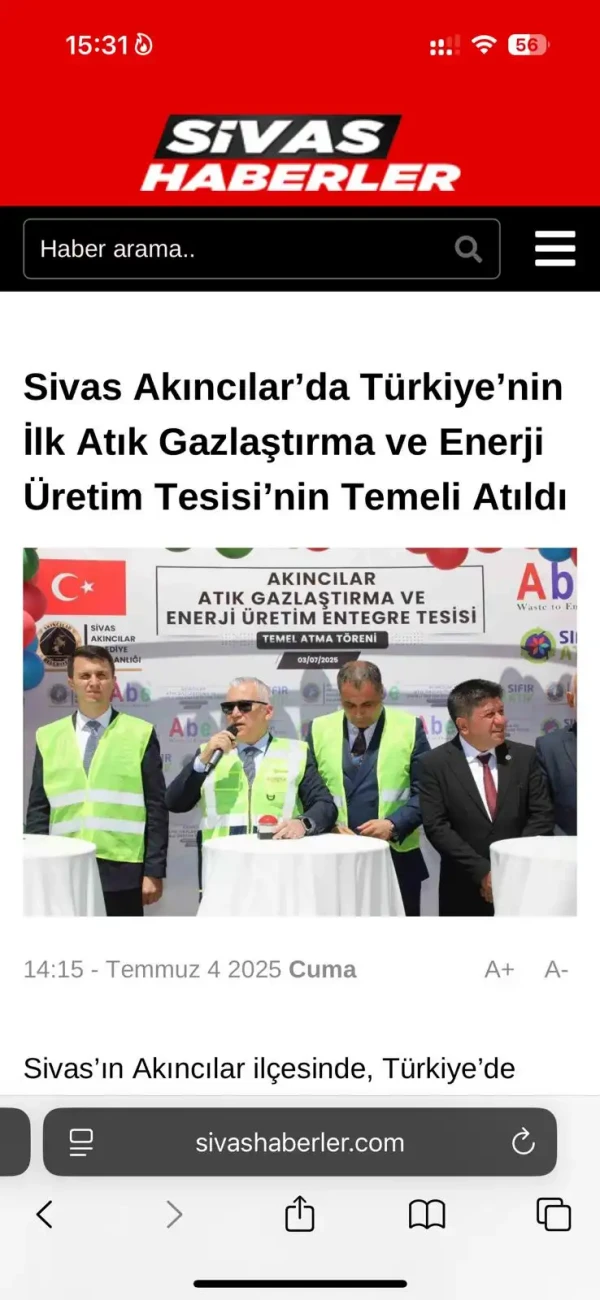 Gaz Arıtma Tesisi — Akıncılar Belediyesi