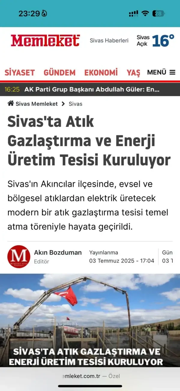 Gaz Arıtma Tesisi — Akıncılar Belediyesi