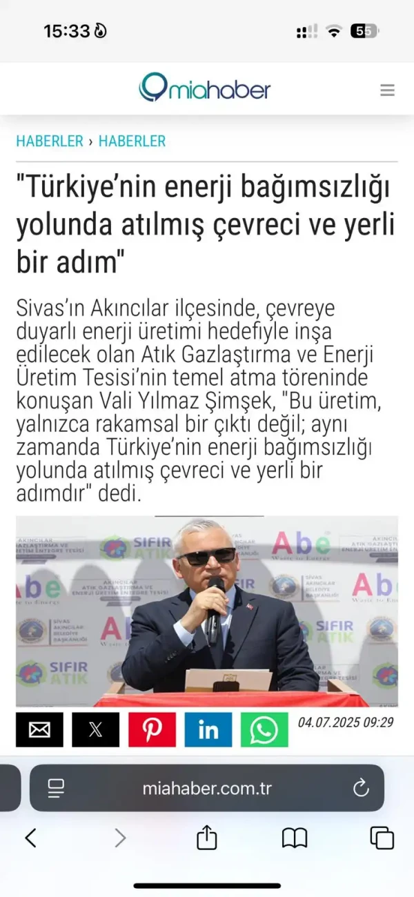 Gaz Arıtma Tesisi — Akıncılar Belediyesi