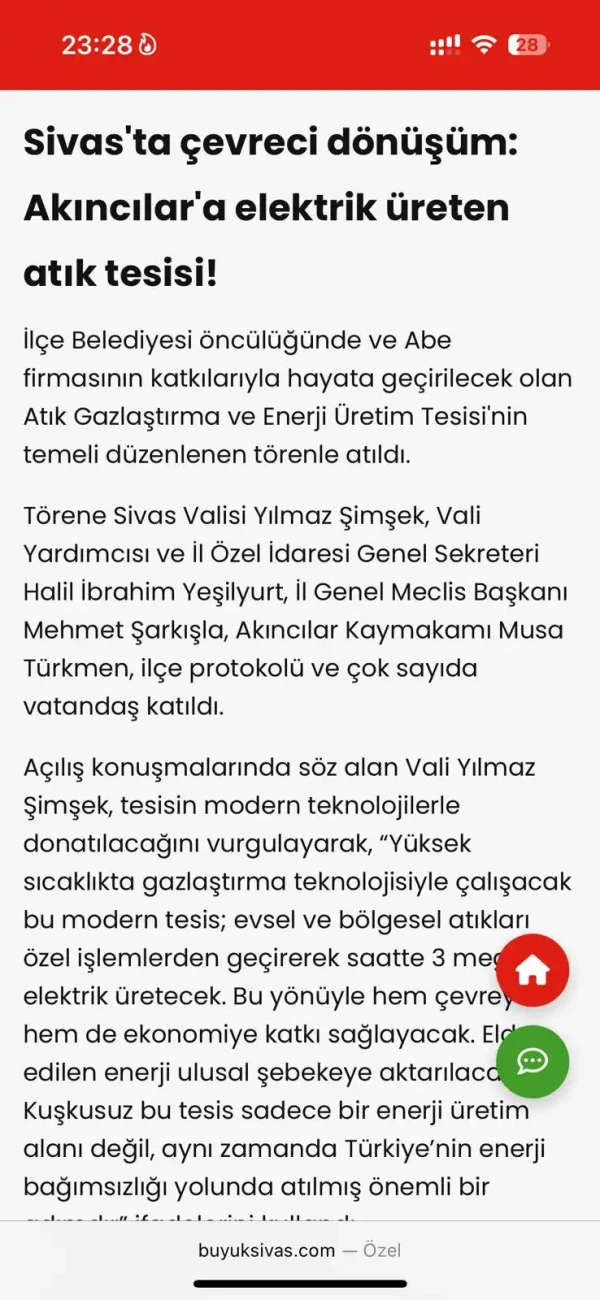 Gaz Arıtma Tesisi — Akıncılar Belediyesi