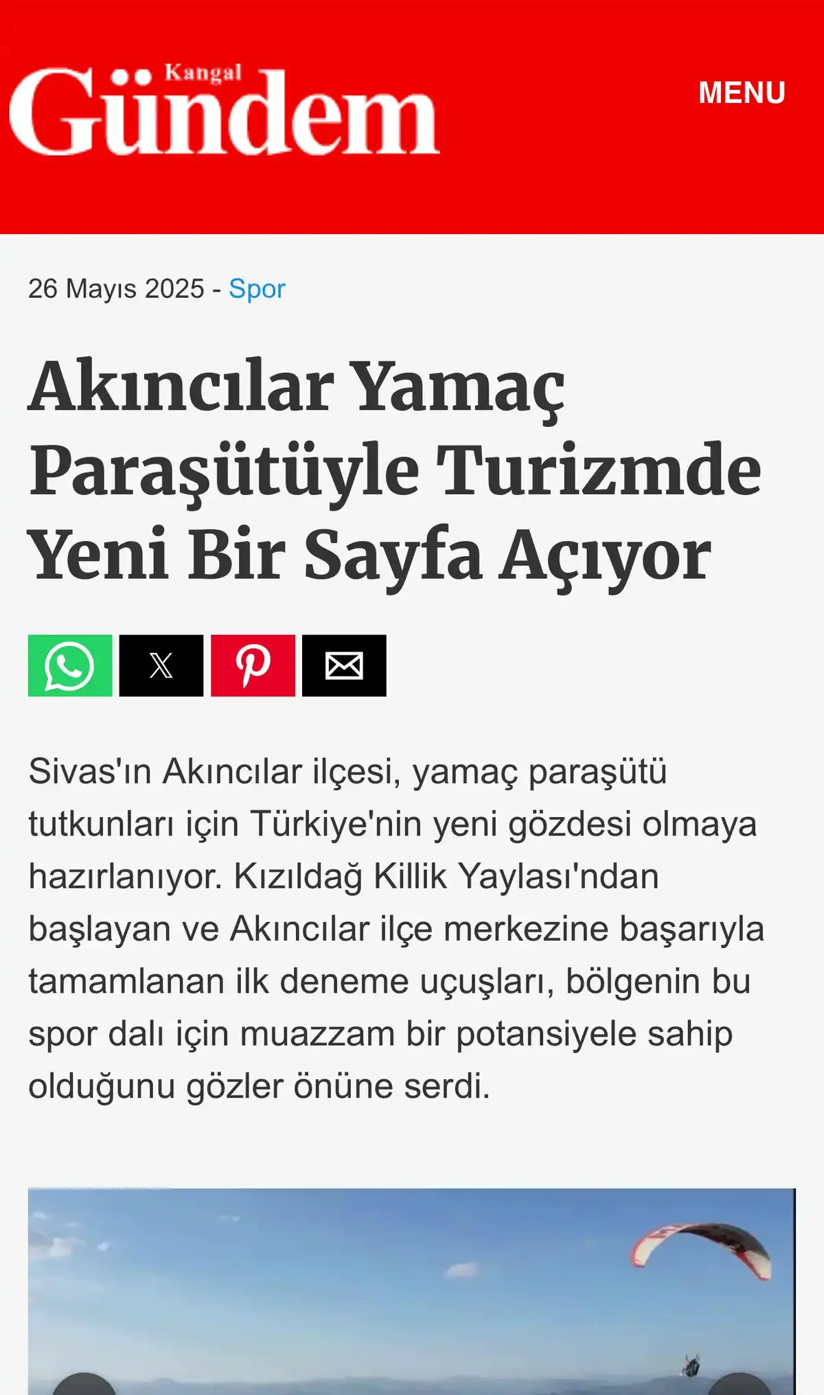 Yamaç Paraşütü — Akıncılar Belediyesi