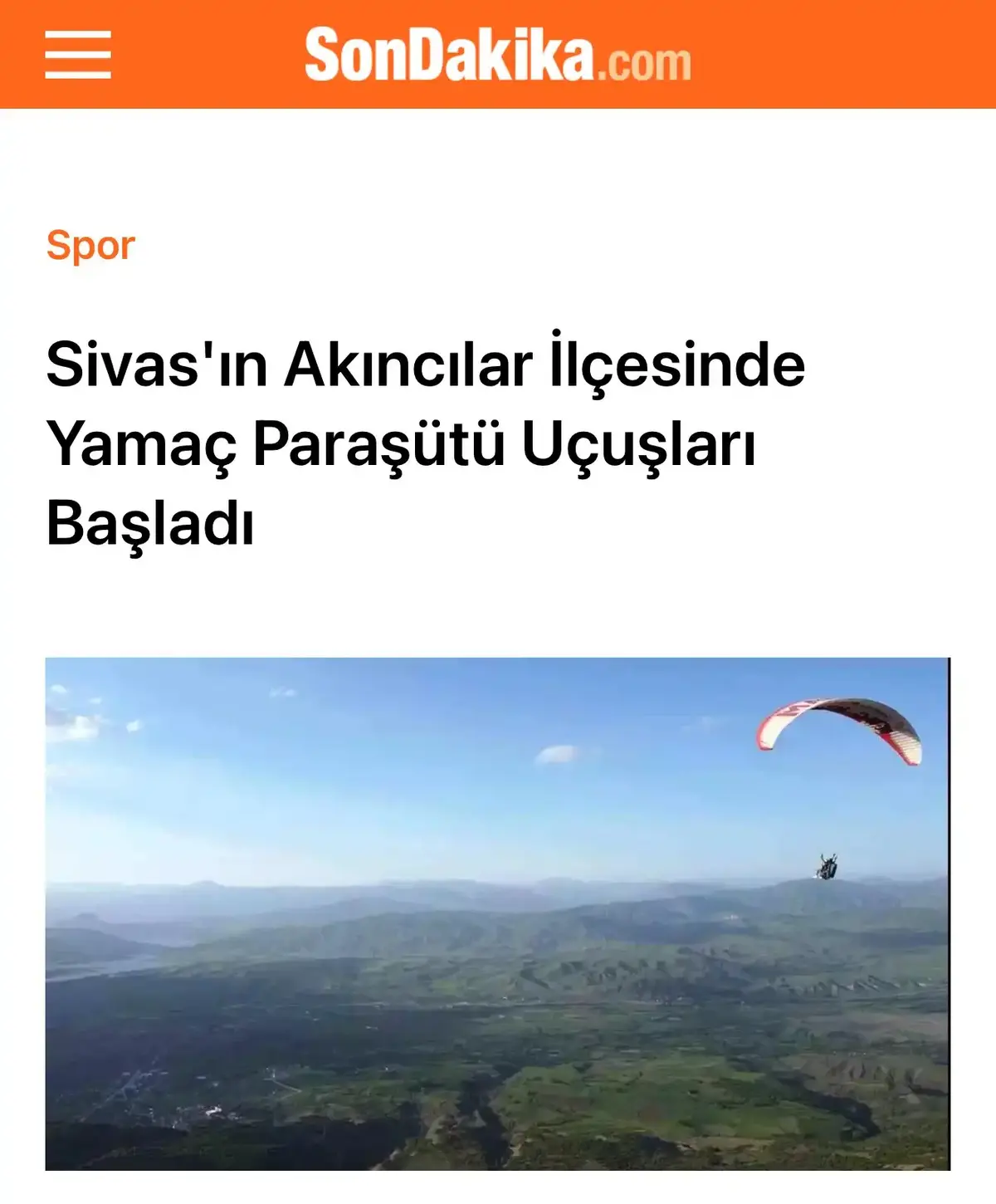 Yamaç Paraşütü — Akıncılar Belediyesi